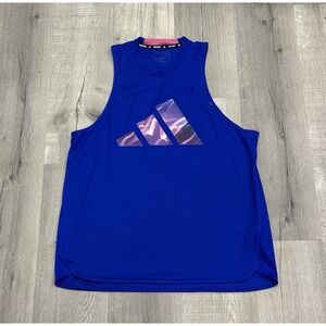 Adidas Aeroready Training Lucid Blue/Preloved Fuchsia Tank Top Size L EUC